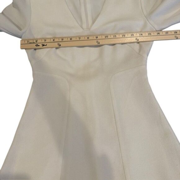 Club Monaco White Mini Dress Button Cuff Zip Back Textured Fit and Flare Size 00 - Picture 8 of 12